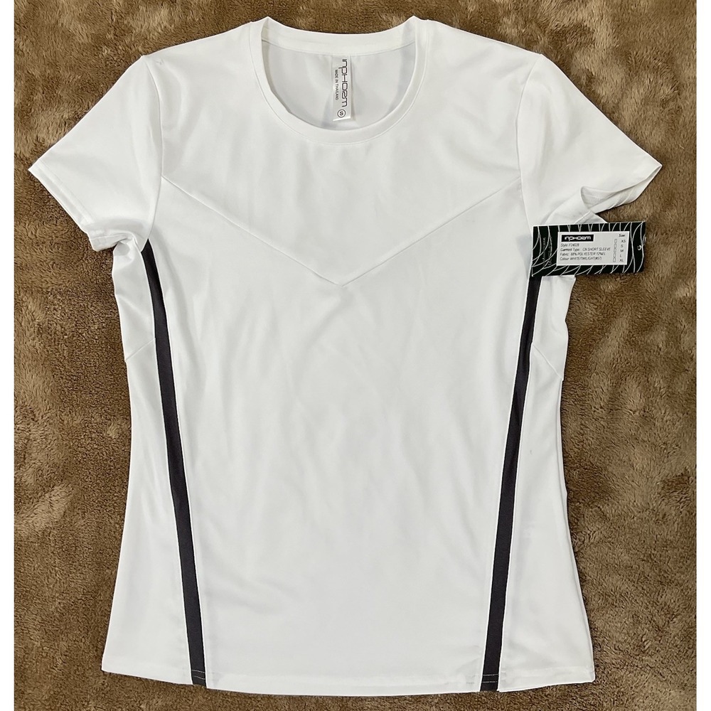 Inphorm Womens S White With Black Piping Tennis Golf Shirt Athletic 490